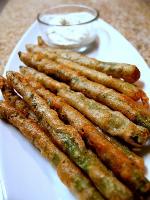 Beer Battered Asparagus with a Lemon Herbed Dipping Sauce