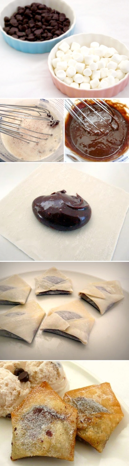 Chocolate Marshmallow Wontons Recipe