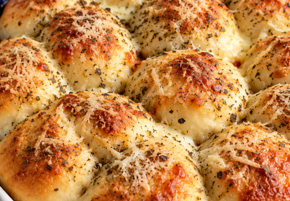 Homemade cheesy stuffed pizza bites baked with Parmesan, garlic and Italian herbs
