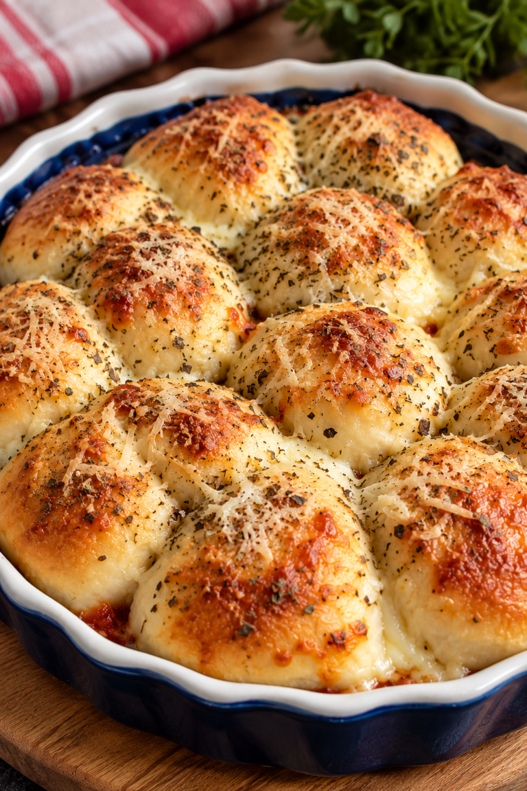 Homemade cheesy stuffed pizza bites baked with Parmesan, garlic and Italian herbs